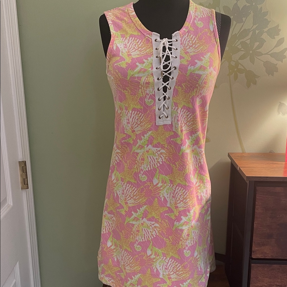 Macbeth Collection by Margaret Josephs Pink and Yellow w/laces up front size S